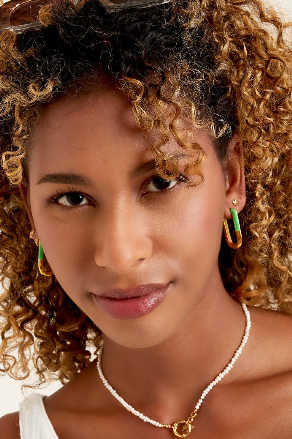 Squared earrings color blocking Rose Stainless Steel h5Picture5